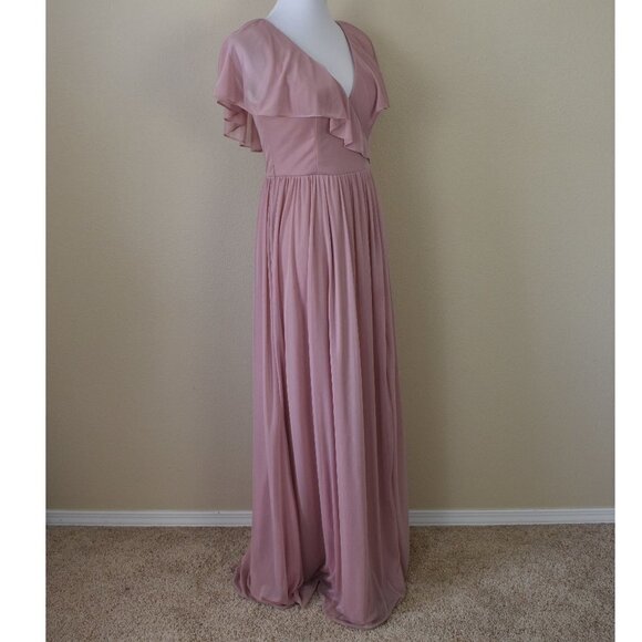 Azazie Vintage Mauve Jael Mesh Dress 6 - Picture 7 of 8
